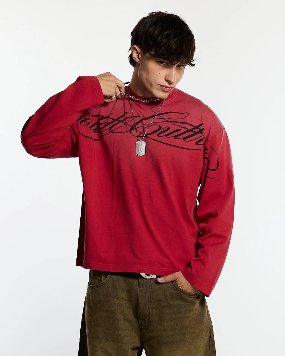 CROSSED SCRIPT LONGSLEEVE RED