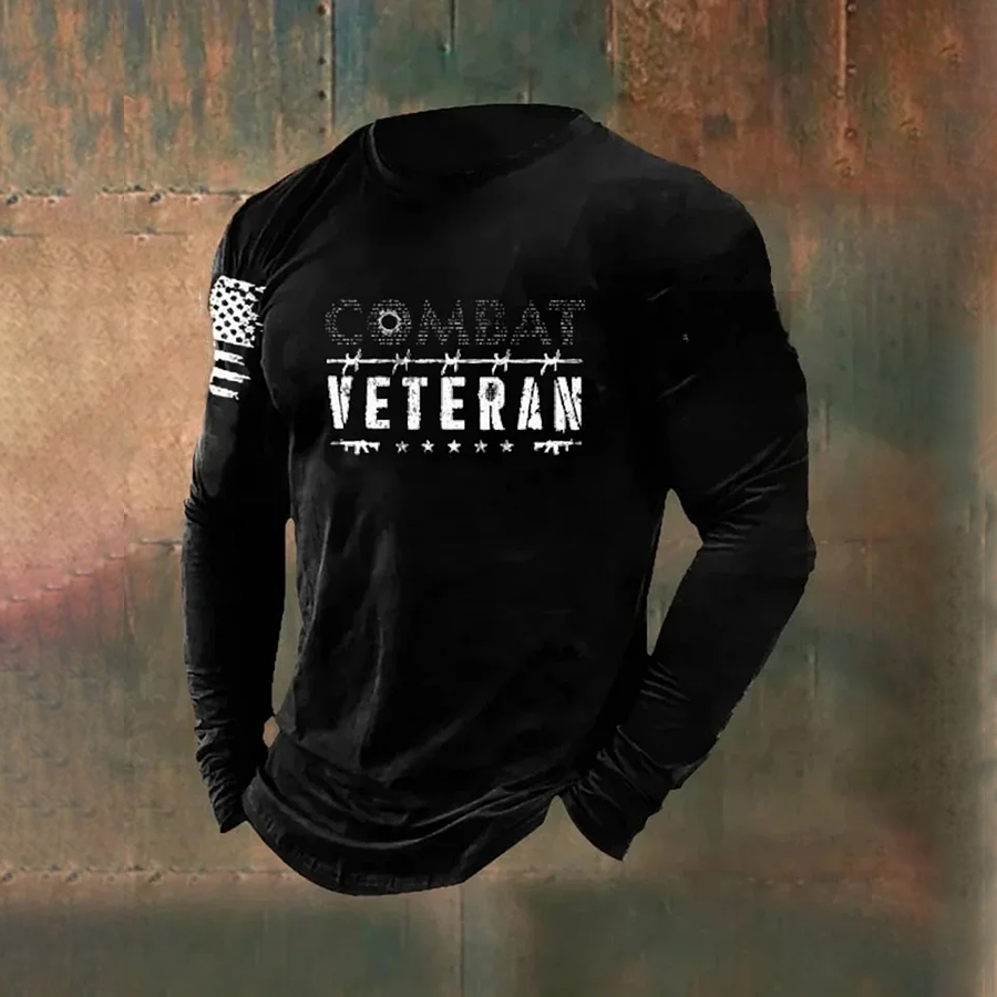 Men's Combat Veteran Pattern Long Sleeve T-Shirt
