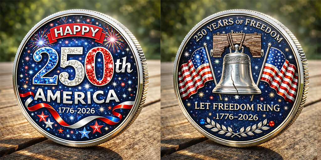 🏆   United States 250th Anniversary Double-Sided Commemorative Coin