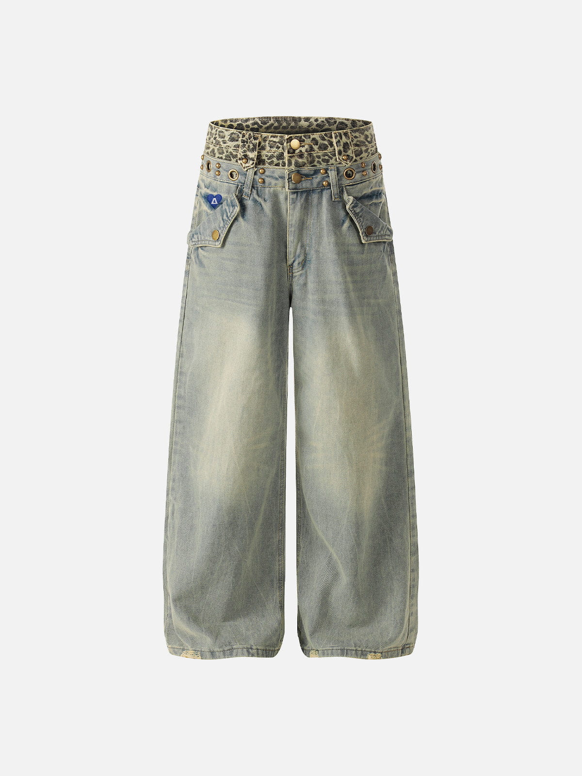 Aelfric Eden Leopard Waist Studded Baggy Jeans