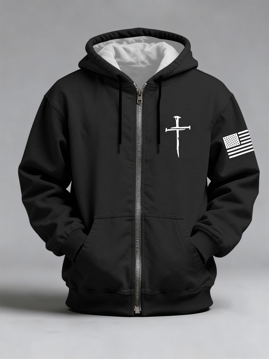 Men's Jesus The Way The Truth The Life John 14:6 Christian Cross Print Zip-Up Hoodie