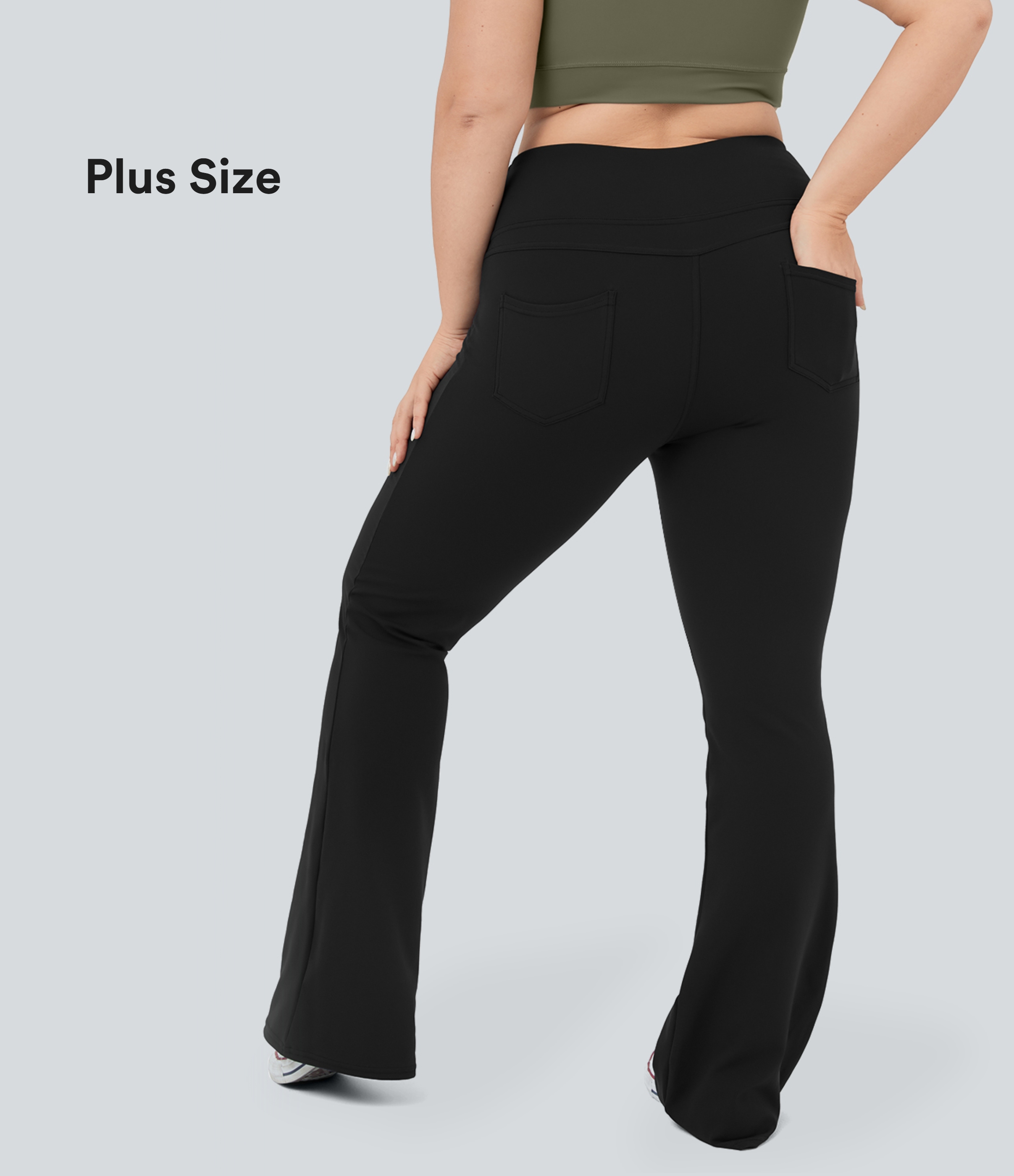 High Waisted Pocket Flare Yoga Plus Size Leggings