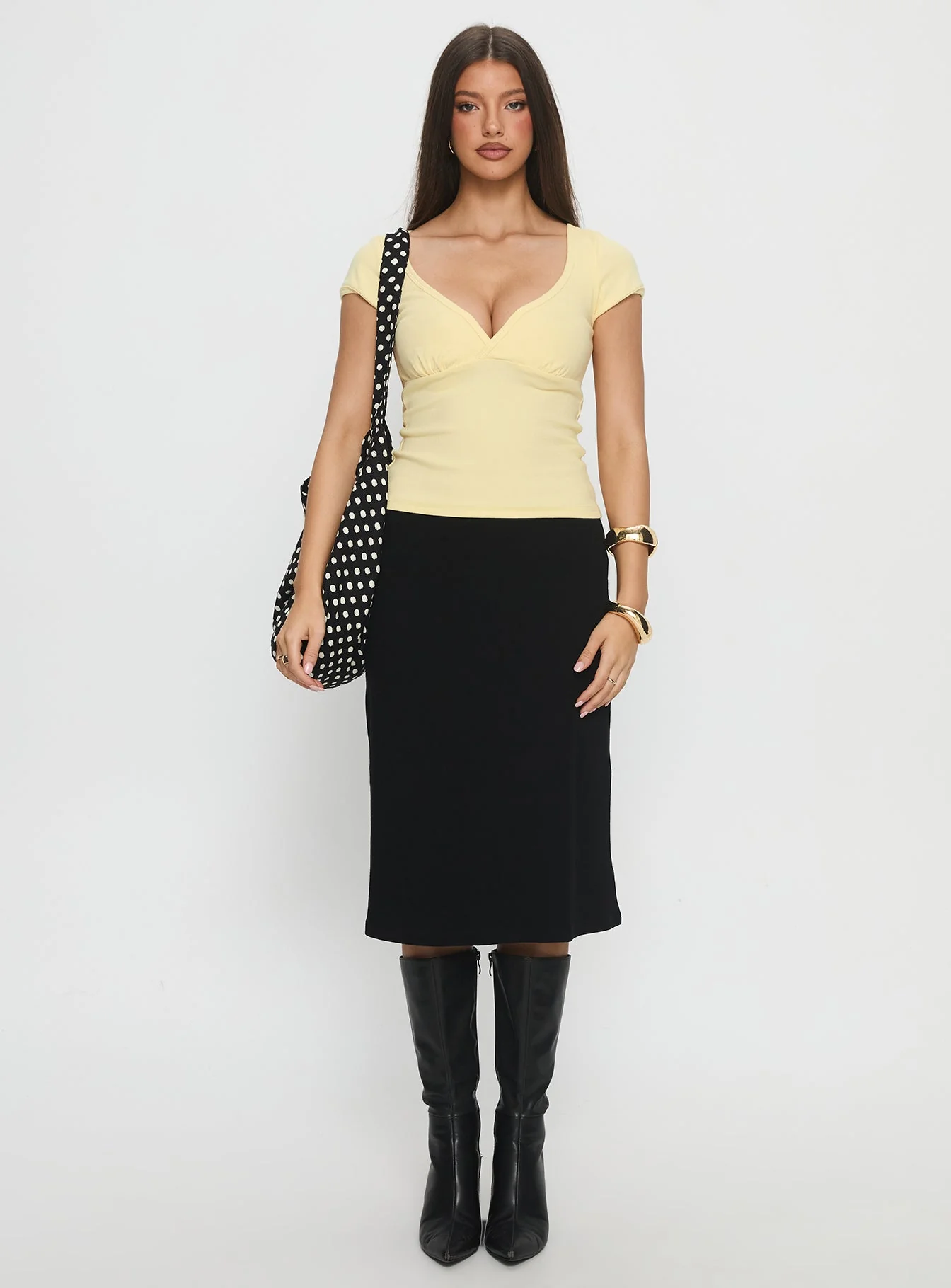 Baseline Cross Over Cap Sleeve Top Yellow