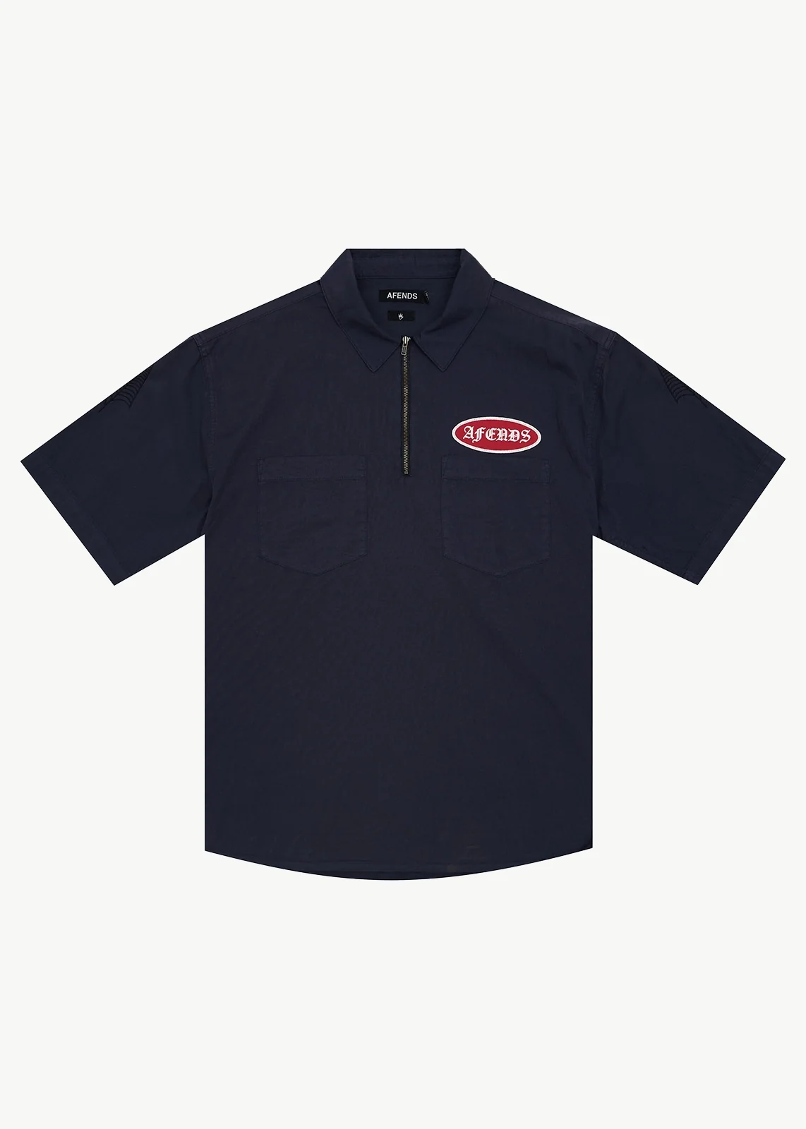 AFENDS Mens Supply - Workwear Short Sleeve Shirt - Washed Deep Sea