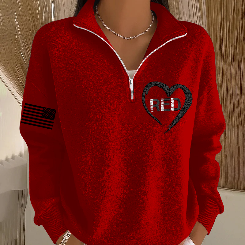 Women's Red Friday Printed Casual Sweatshirt