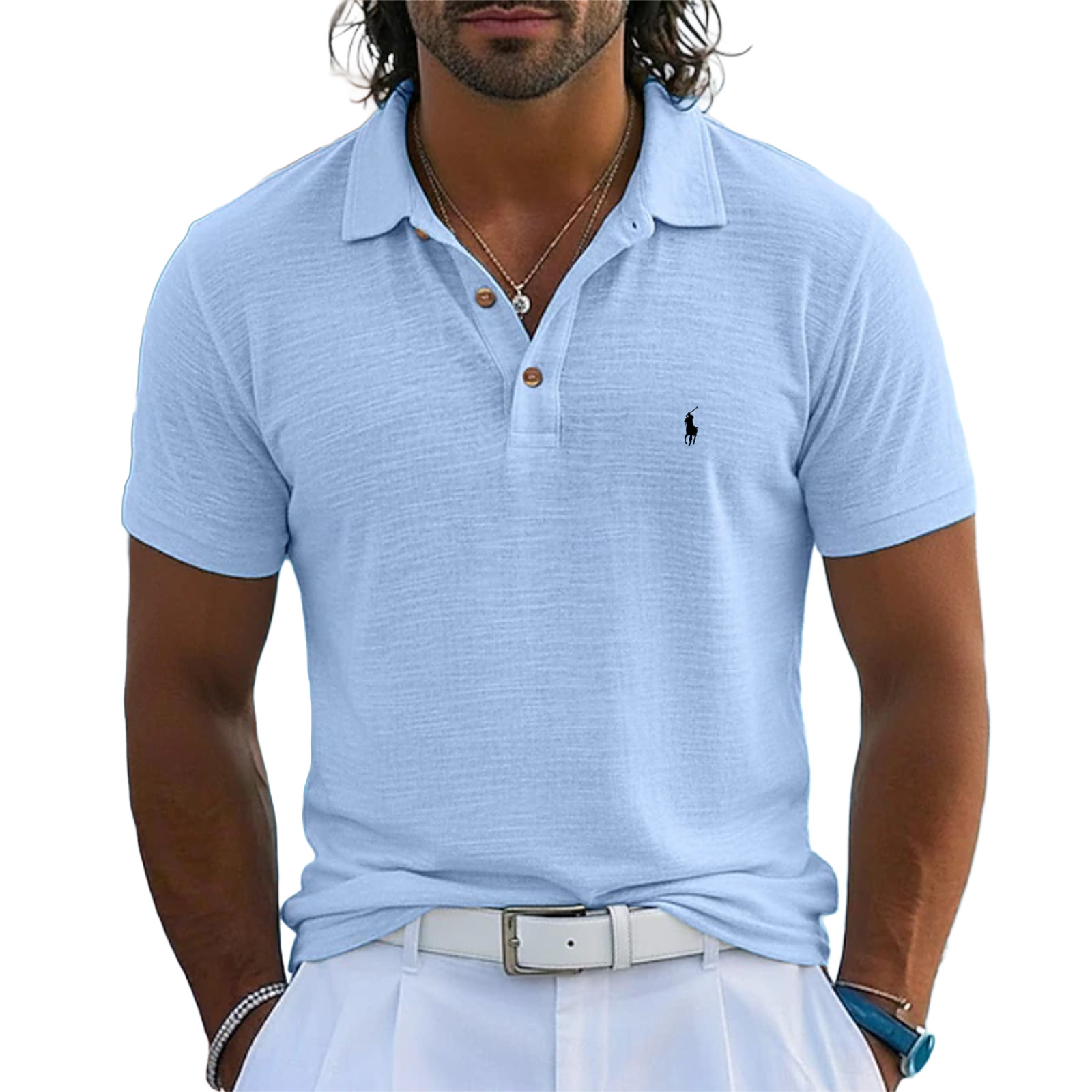Men's Linen Polo Shirts Casual Vacation Classic Short Sleeve Vacation