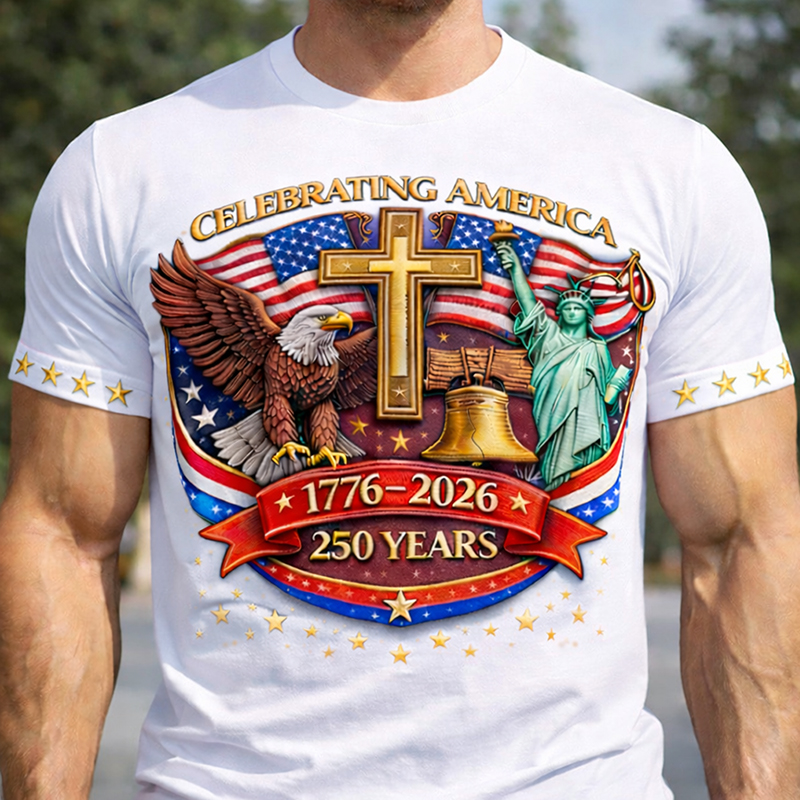 US 250th Anniversary Art Print Casual T-Shirt