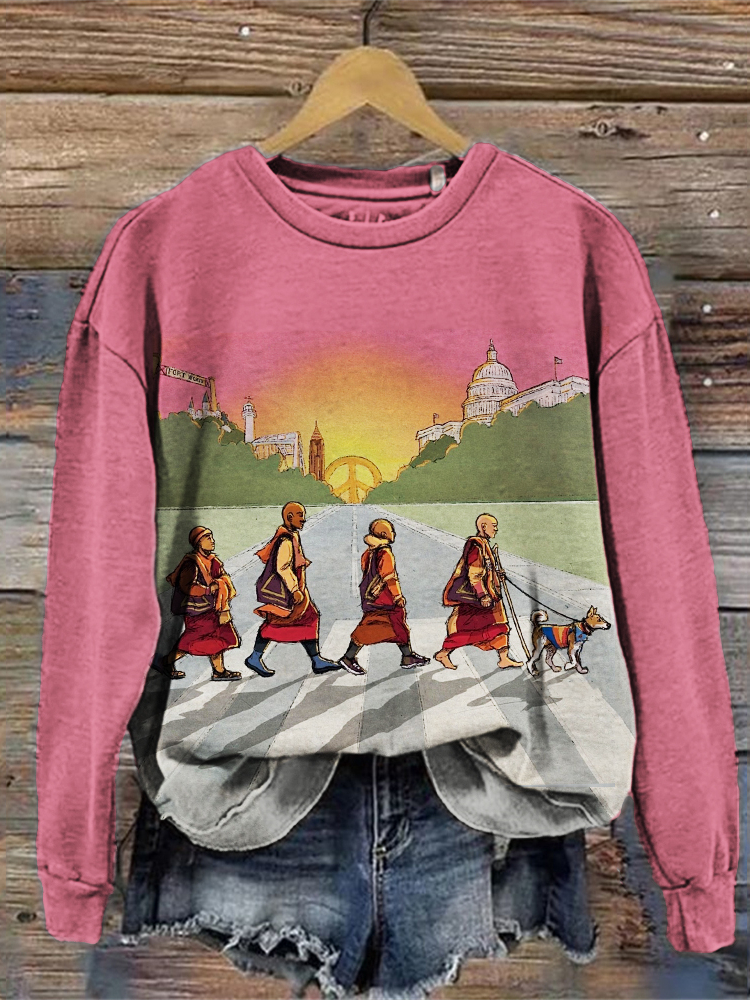 Walk For Peace Aloka Sunset Art Cozy Sweatshirt