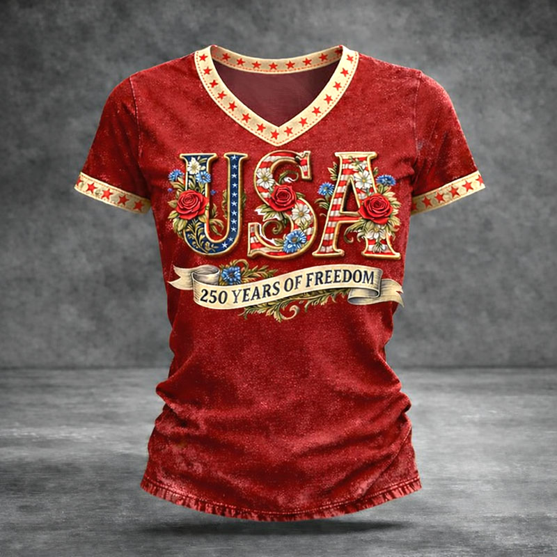 250 Years Birthday Art Print Casual V-neck T-Shirt