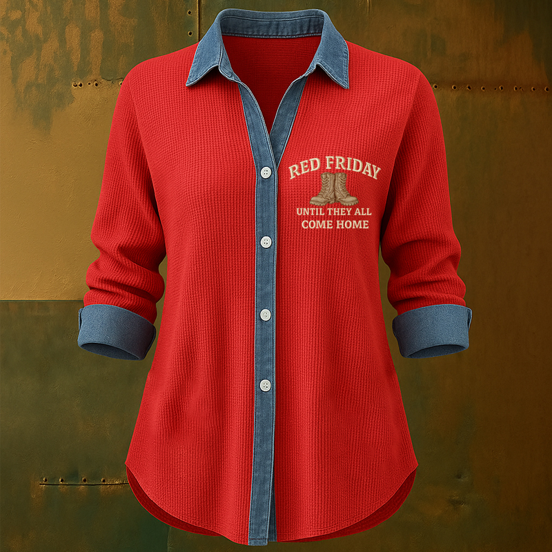 Women's Red Friday Printed Casual Shirt