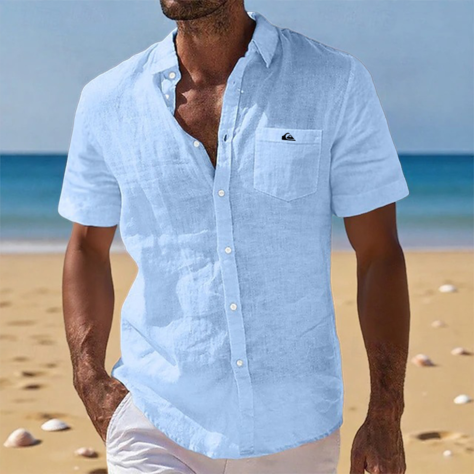 Men's Linen Shirt Summer Shirt Button-Down Shirt Beach Shirt