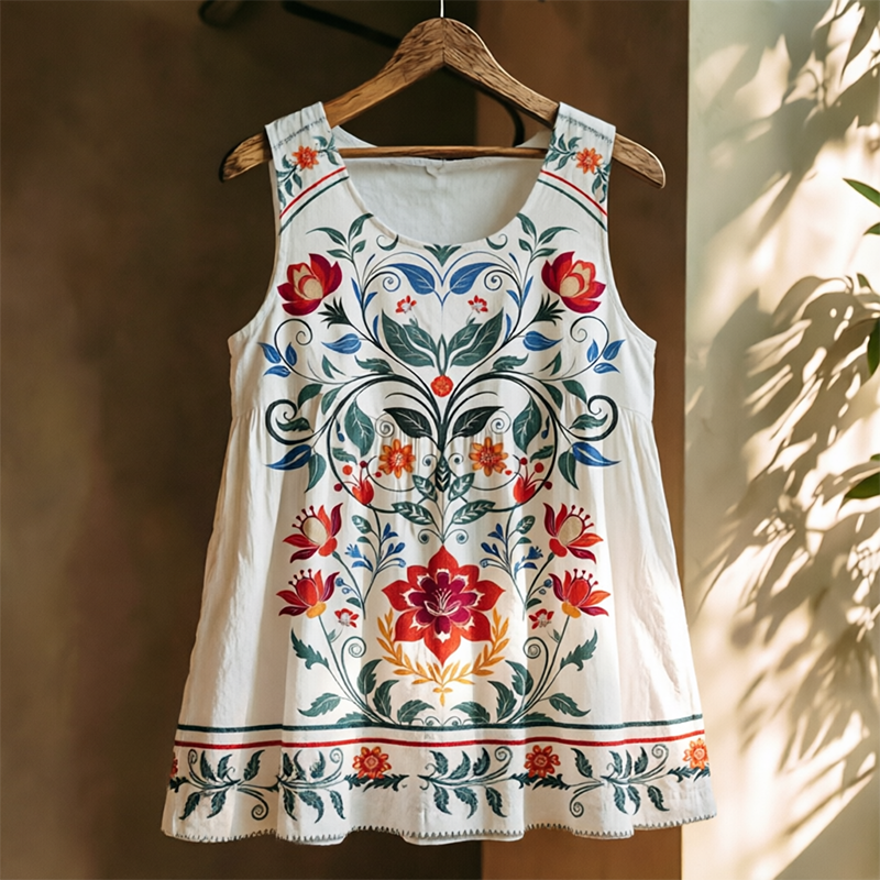 Women's Poppy Floral Art Print Vest