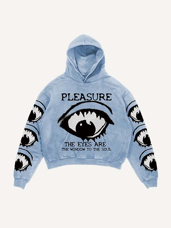 Eye&Letter Print Slant Pockets Hoodie
