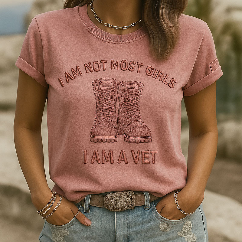 Women's Veteran Art Print Casual Short Sleeve T-Shirt