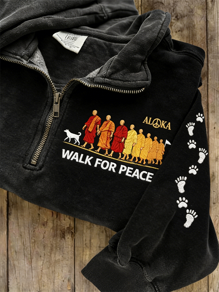 Walk For Peace Aloka Mission Journey Paw Prints Zip Up Sweatshirt