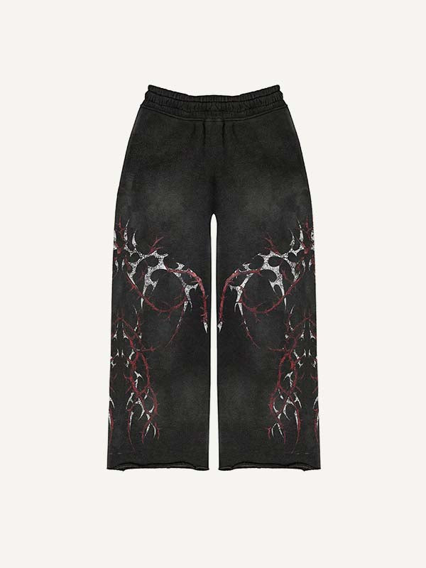 Graphic Print Elastic Waist Pants