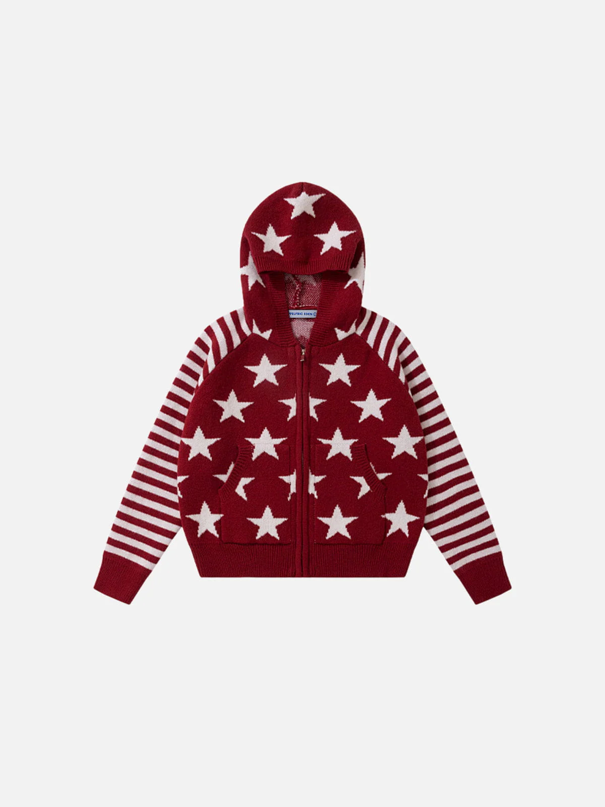 Aelfric Eden Boxy Star Pattern Knit Zip Up Hoodie