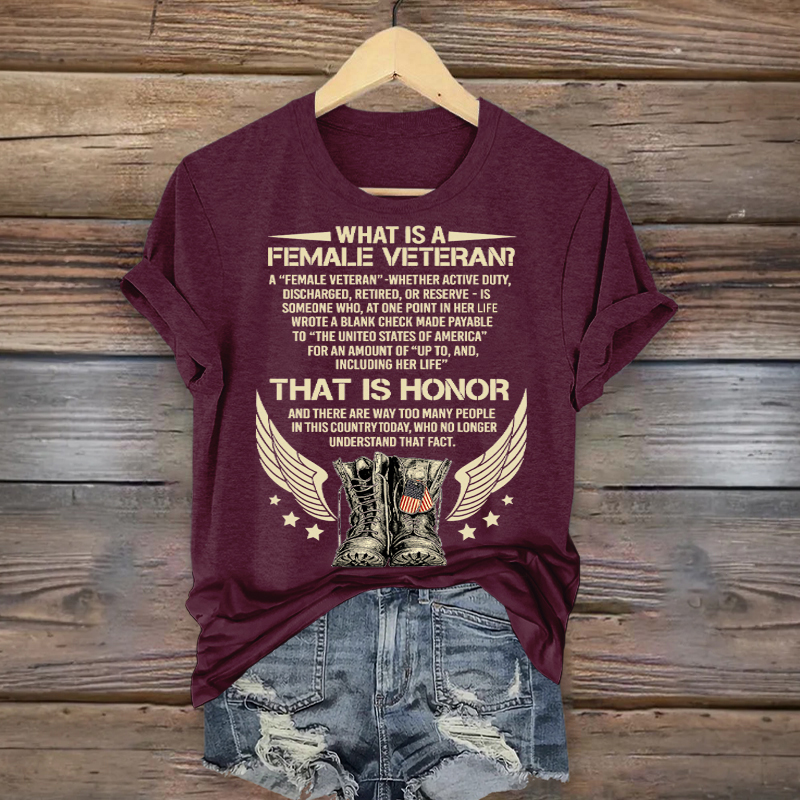 Women's Veteran Casual Printed T-shirt