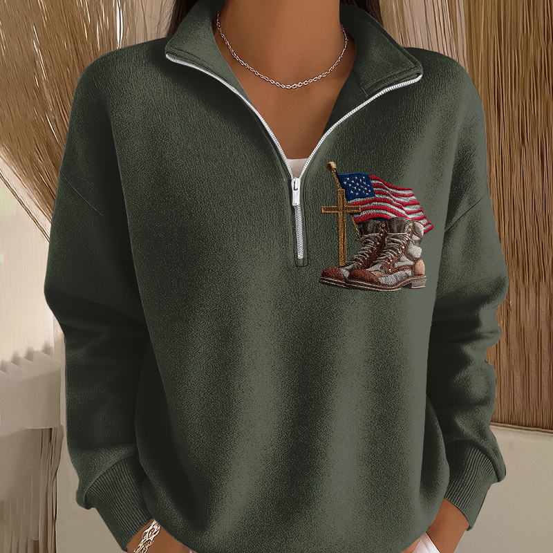 Women's Proud Veteran Casual Zip-Up Sweatshirt