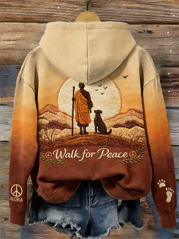 Walk For Peace Aloka Sunset Landscape Gradient Hoodie