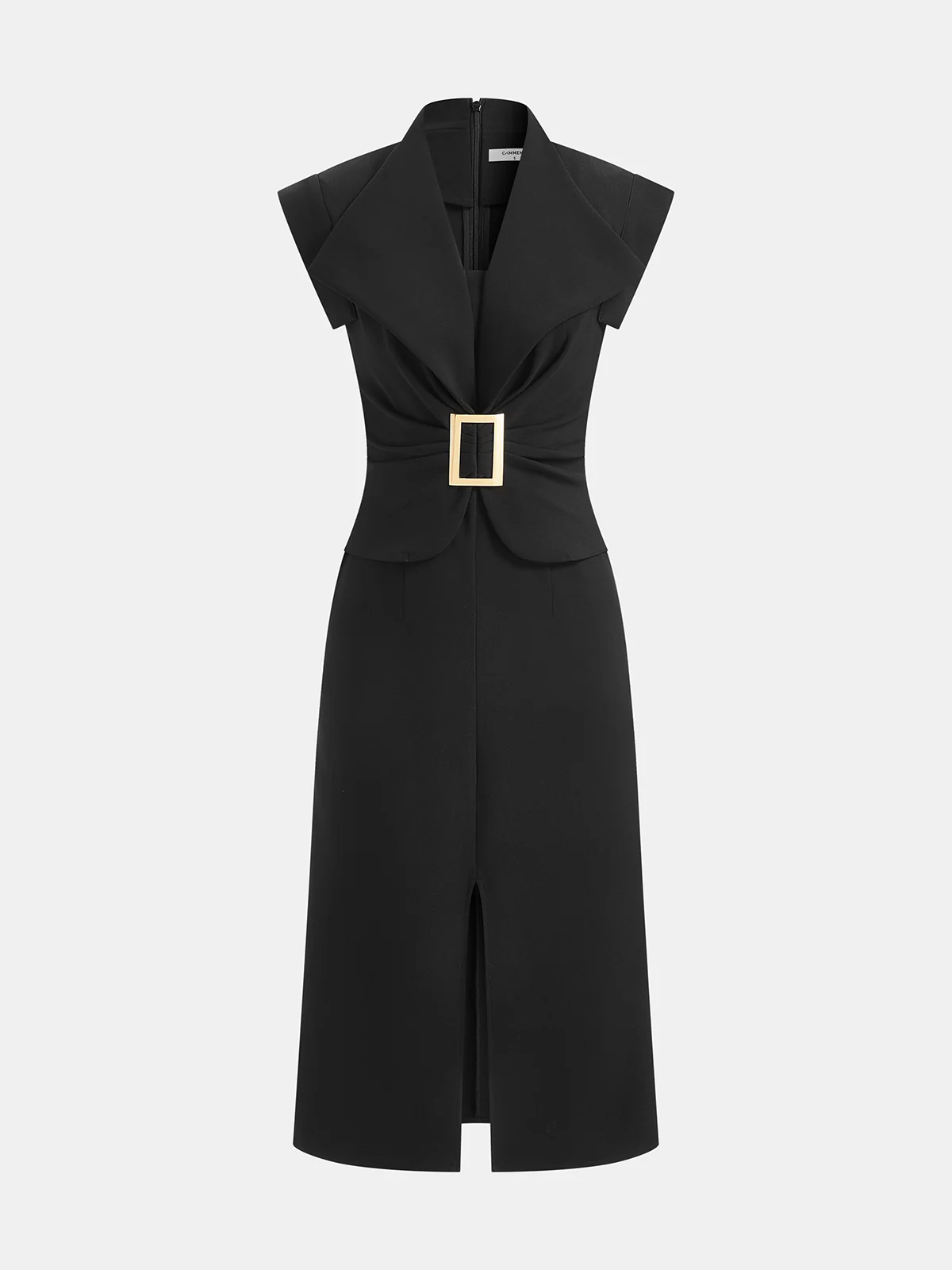 Sleeveless Buckle Split Midi Bodycon Dress