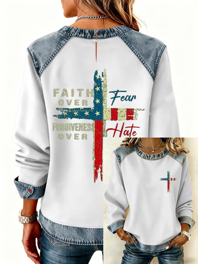 Women's Retro Faith Casual Fleece Sweatshirt