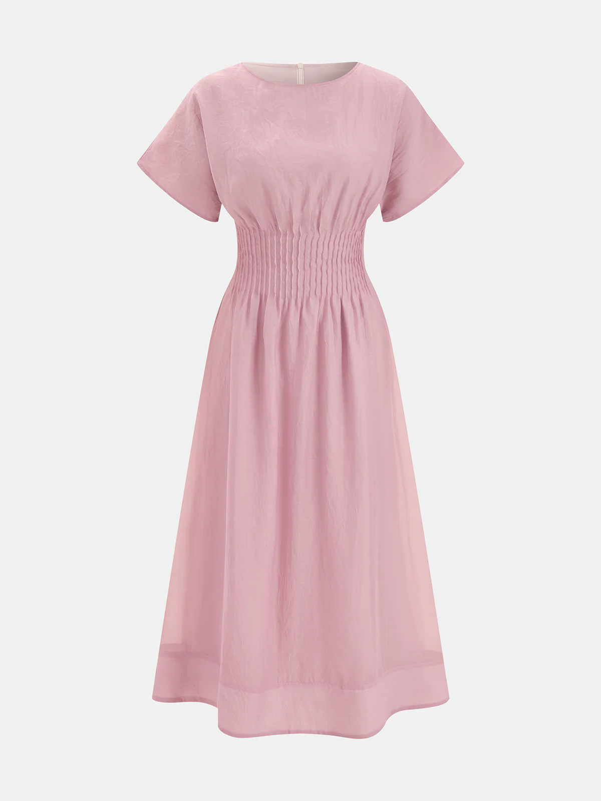 Short Sleeve Smocked Waist Midi Dress