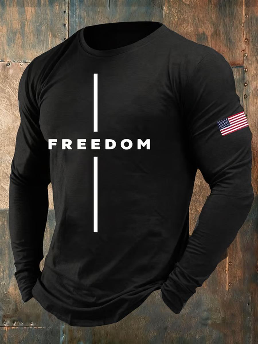 Men's Freedom Is Not Free R.I.P Charlie Kirk Print Casual Long Sleeve T-shirt