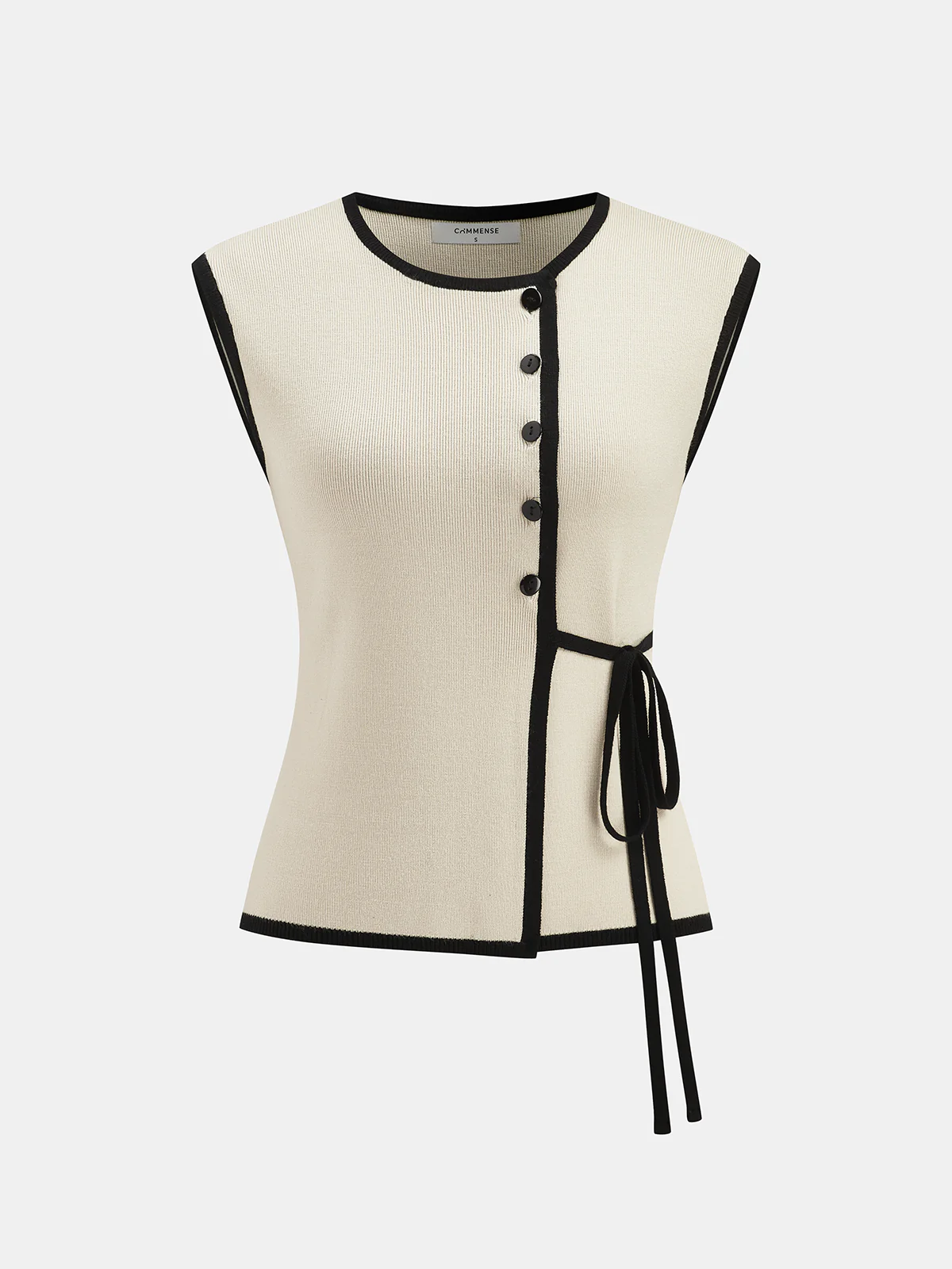 Contrast Trim Sleeveless Knit Top