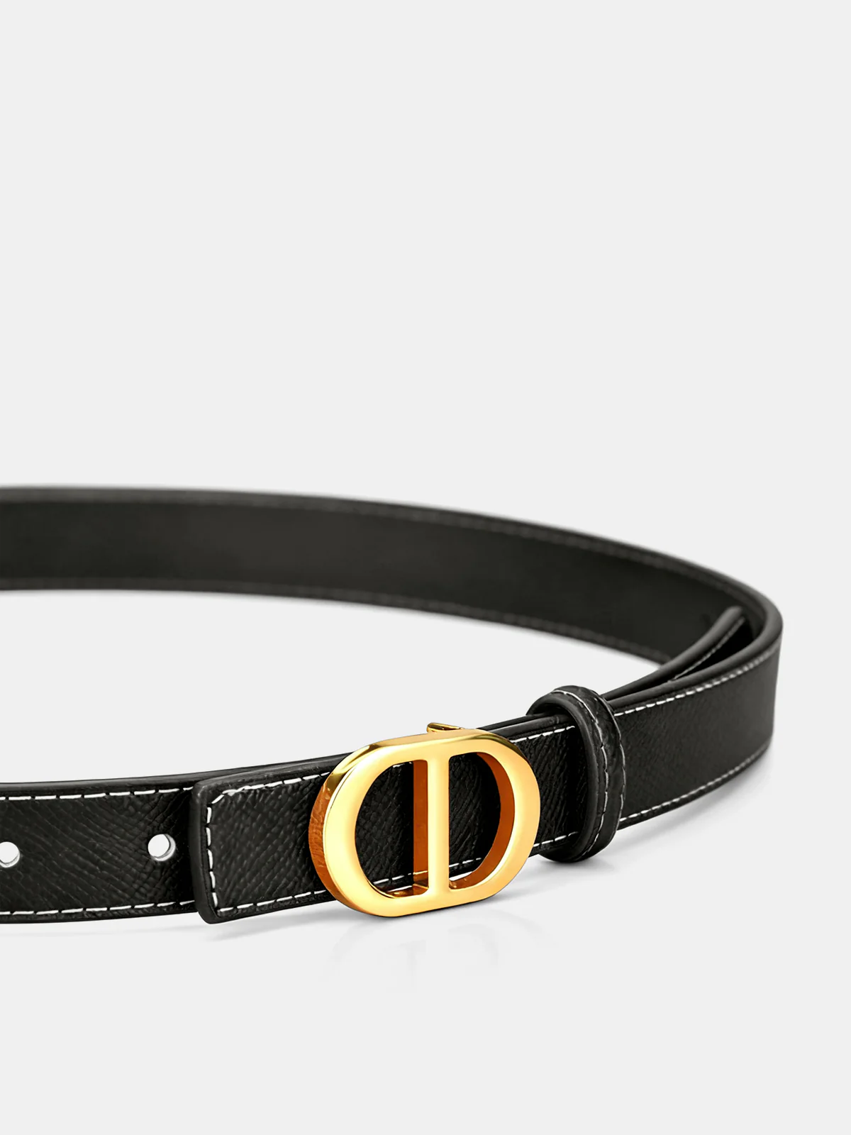 Metal Buckle Leather Thin Belt