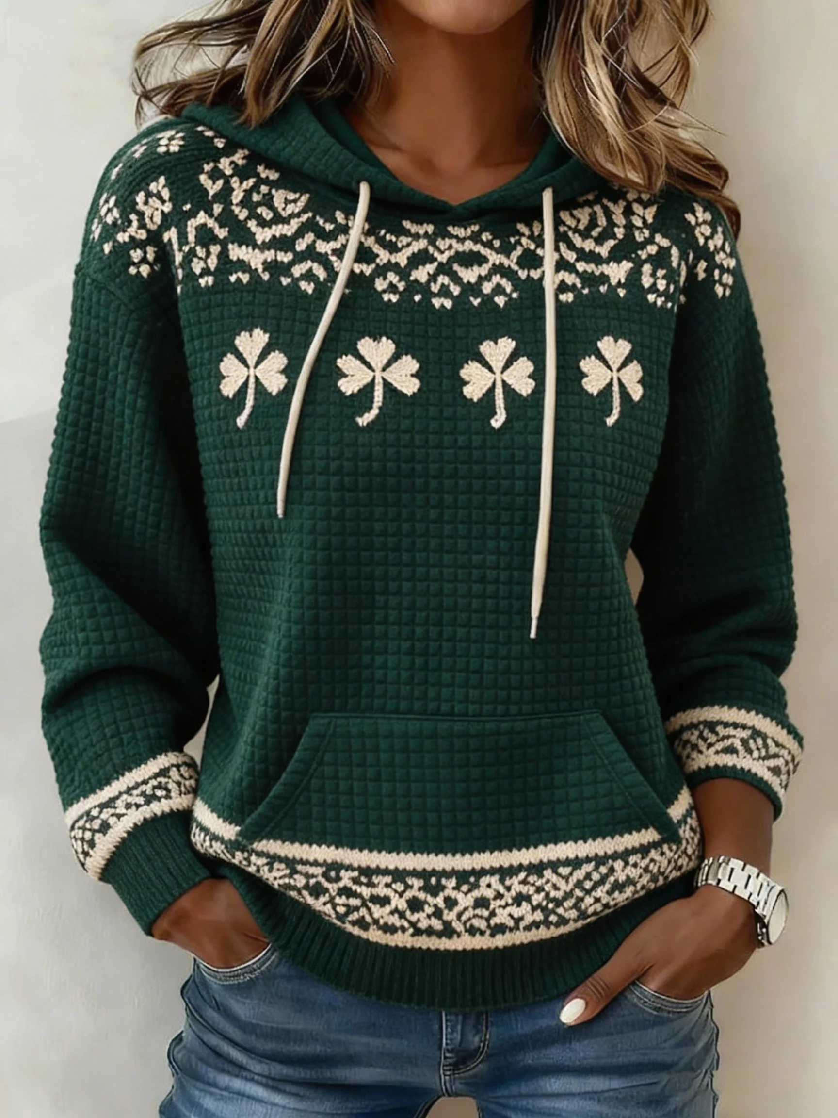 Women's St. Patrick's Day Shamrock Art Print Hoodie