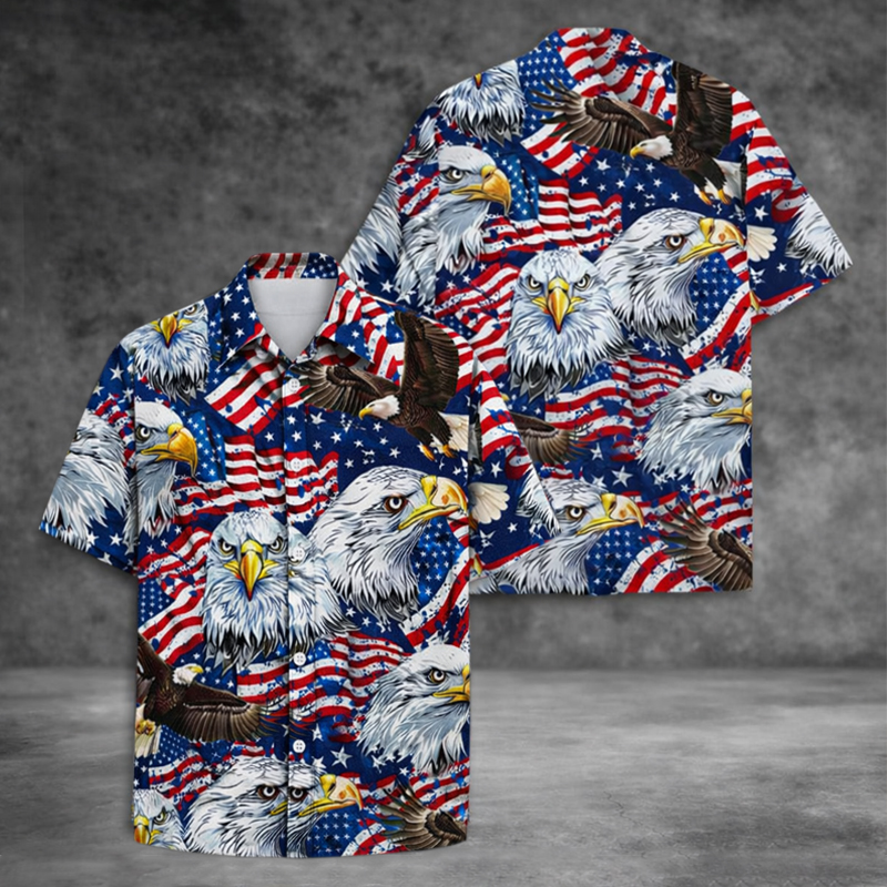 US 250th Anniversary Printed Casual Hawaiian Shirt