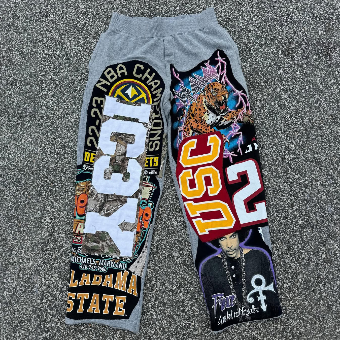 Multi-element Printed Pocket Sweatshirt Pants
