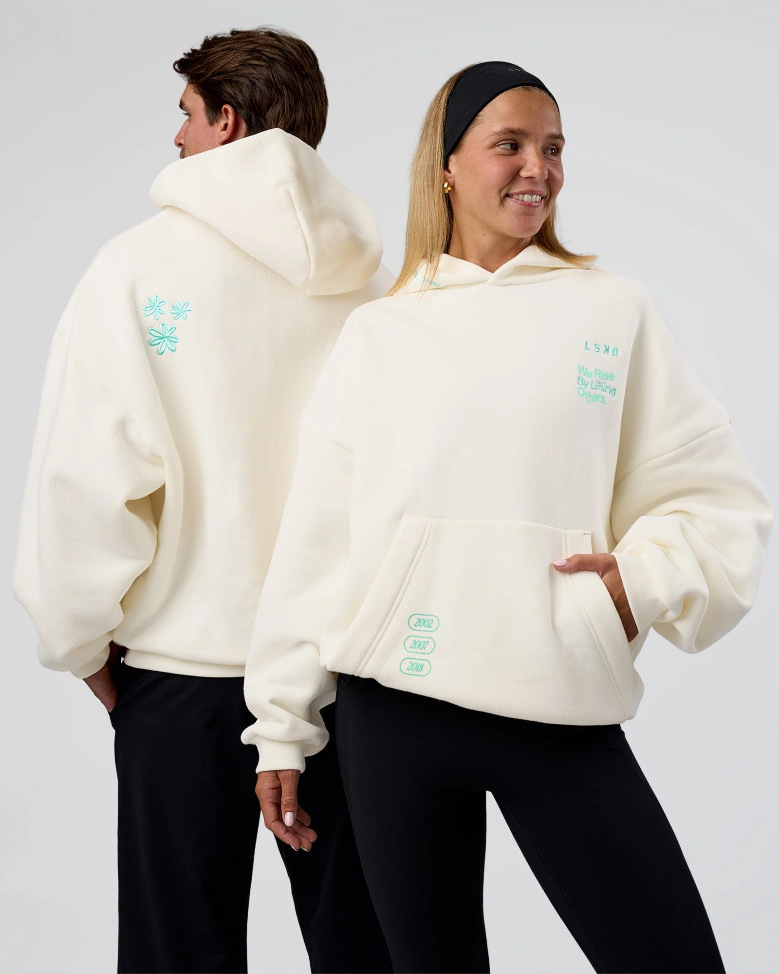 Sticker Unisex Ultra Heavyweight Oversized Hoodie - Off White-Jelly Mint
