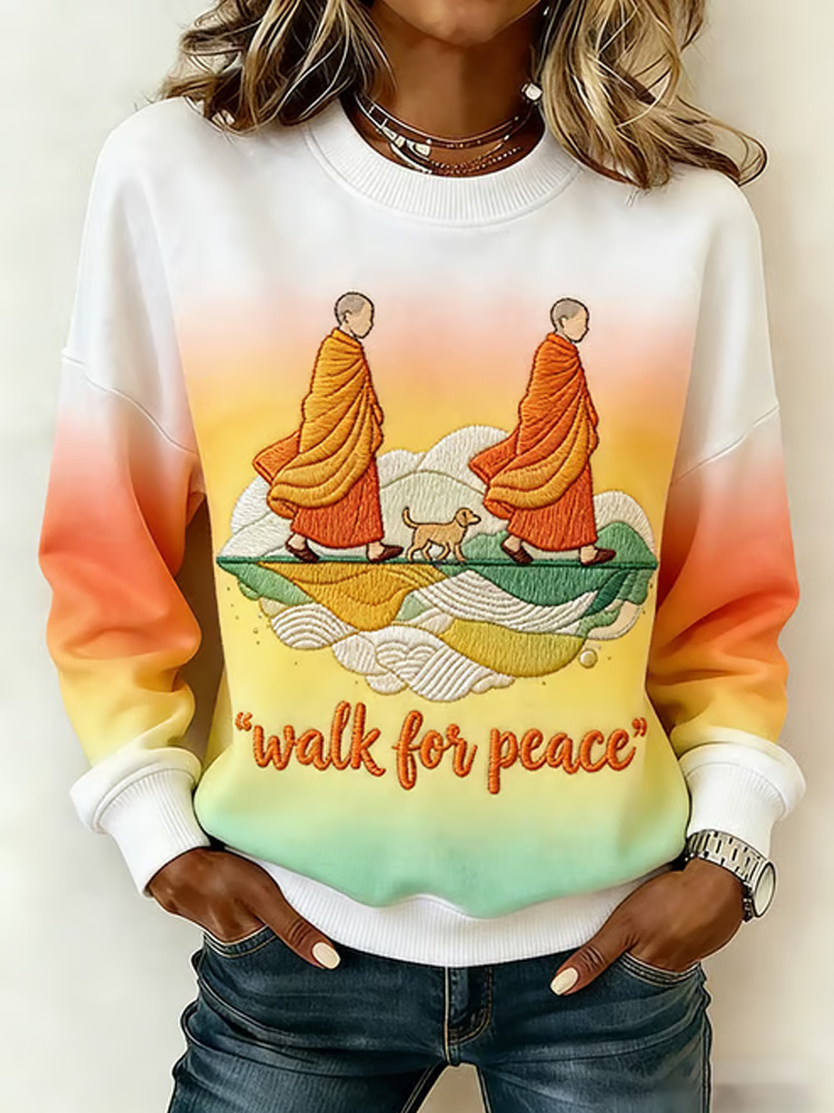 Women's  Walking For Peace Artistic Print Sweatshirt