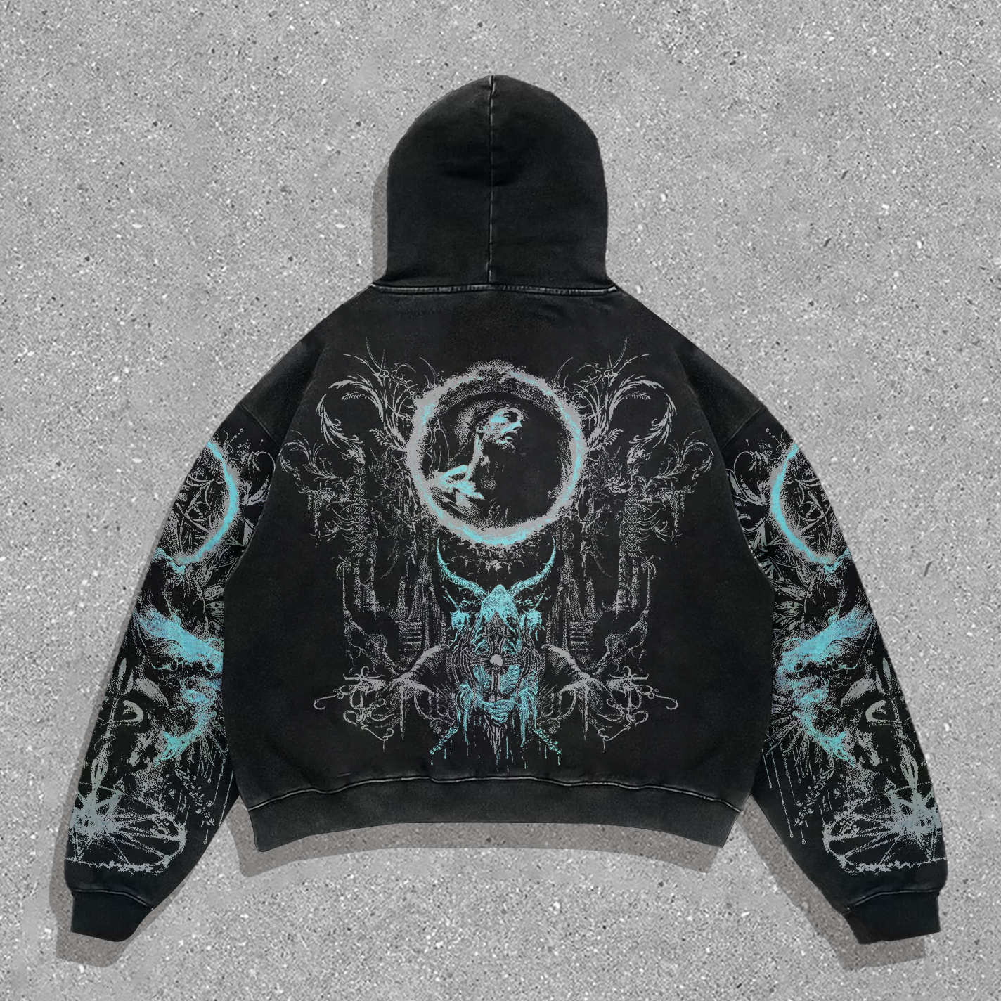 Vintage Jesus Print Long Sleeve Hoodie