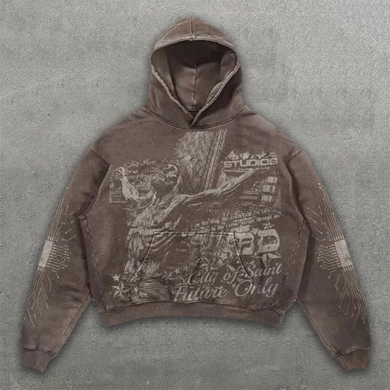 World Tour Jesus Print Long Sleeve Hoodies