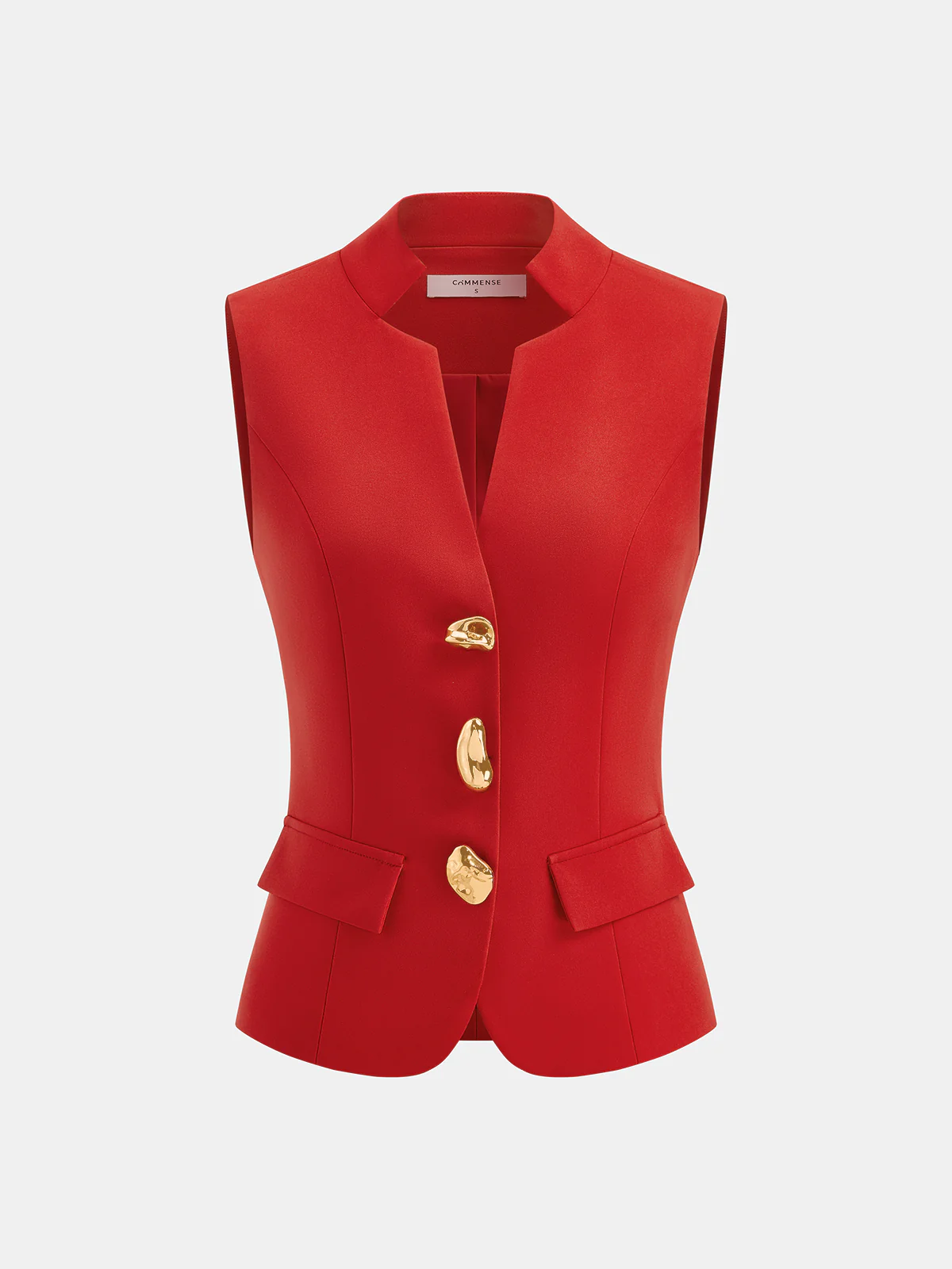Metal Detail Sleeveless Blazer Vest