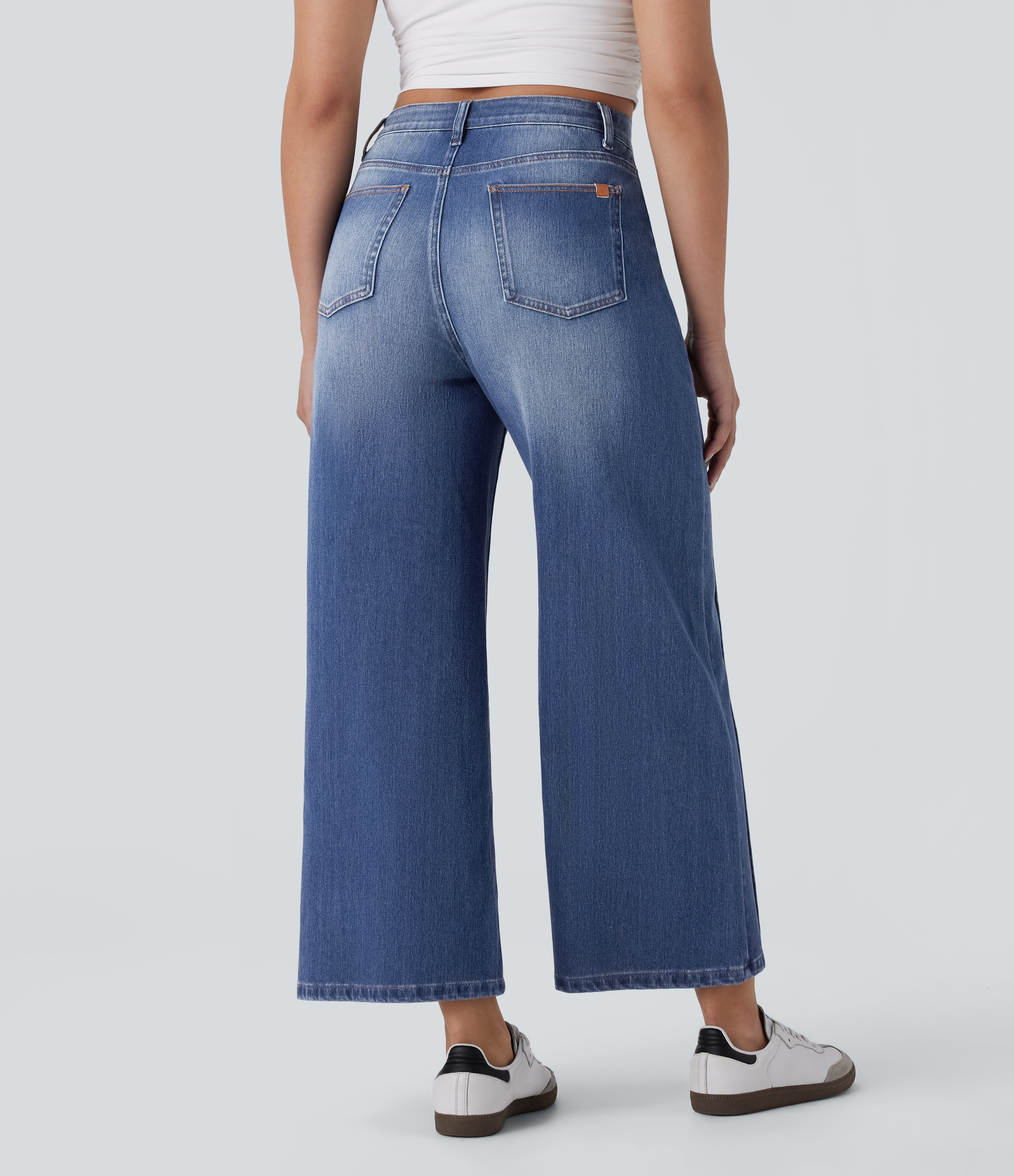 Halara Flex™ High Waisted Pockets Washed Casual Baggy Jeans