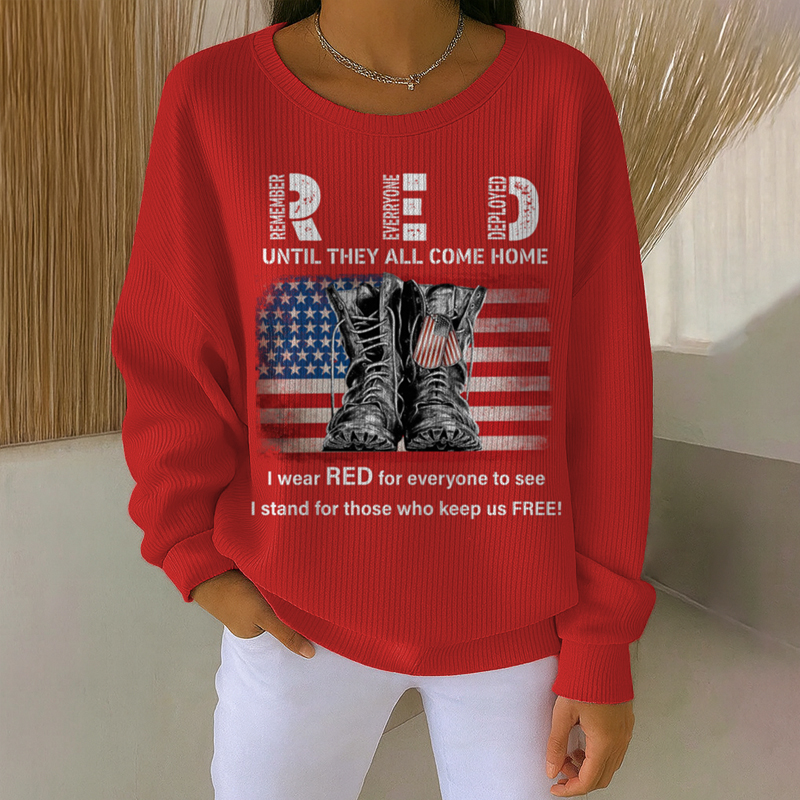 Women's Red Friday Printed Casual Sweatshirt