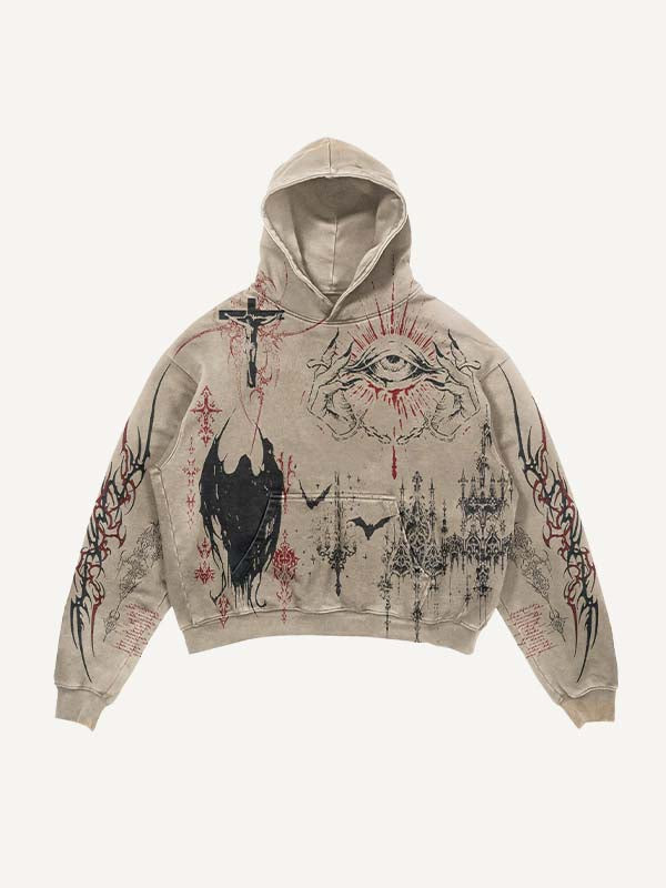 Figure&Eye&Graphic Print Slant Pockets Hoodie