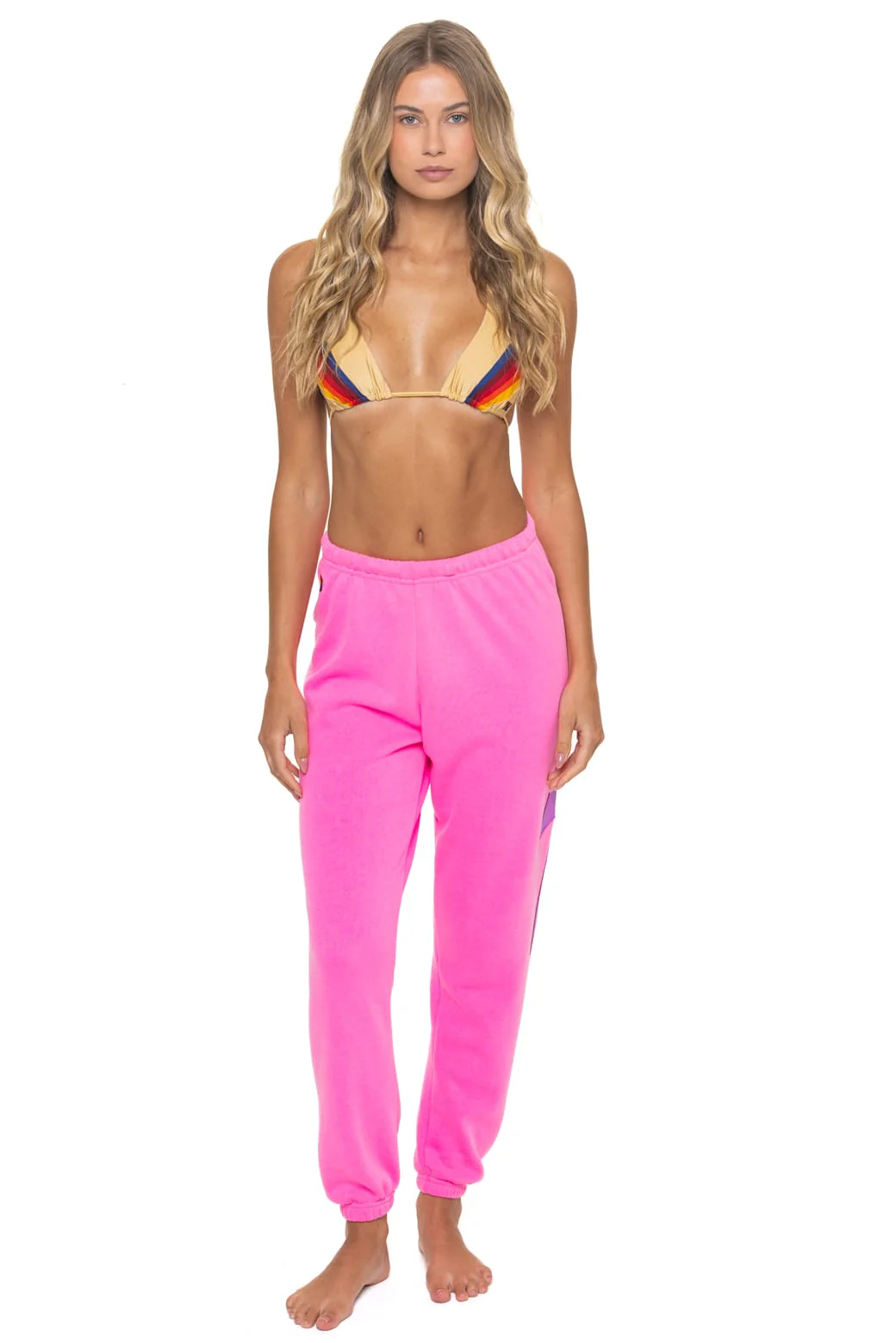 BOLT STITCH SWEATPANTS - NEON PINK // NEON PURPLE