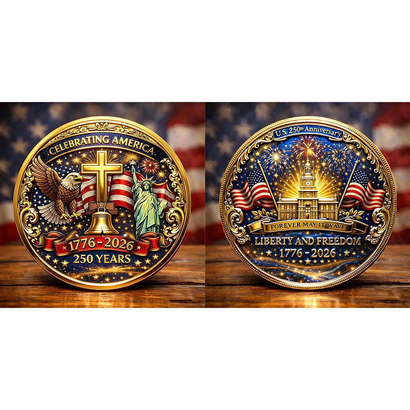 Eagle & Liberty & Cross United States 250th Anniversary Commemorative Coin