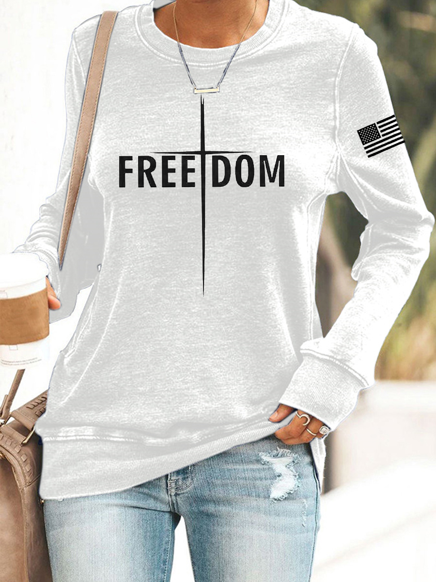 Women's Freedom 1776-2026Flag Printed Sweatshirt