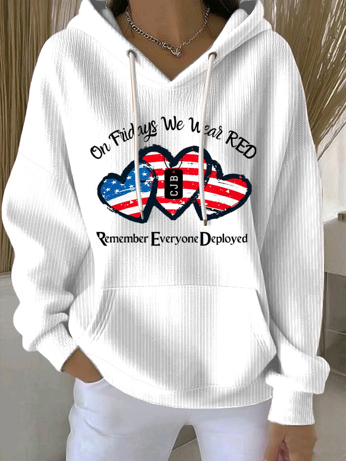 Women's On Fridays We Wear RED  Print Casual Sweatshirt