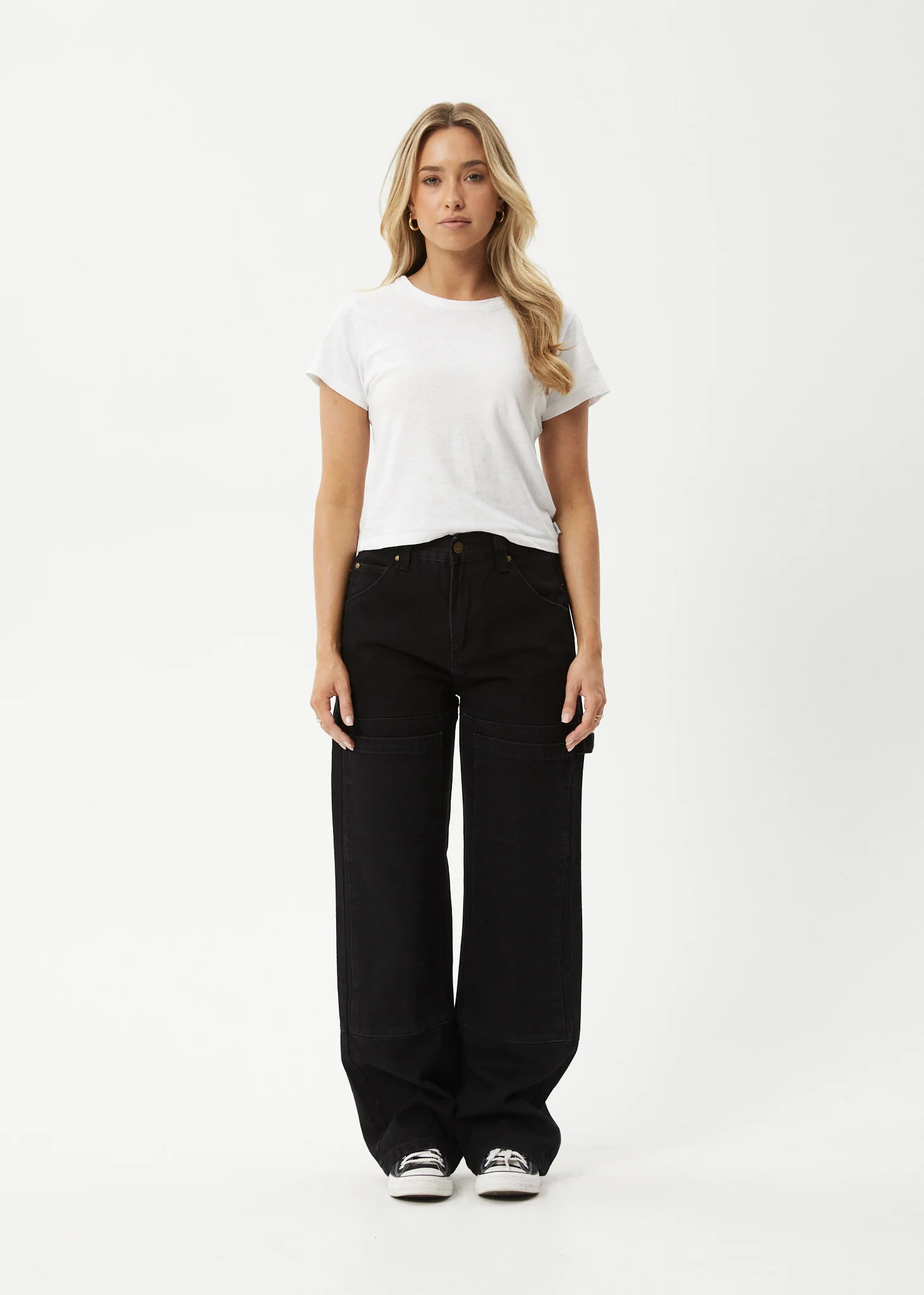 AFENDS Womens Moss - Denim Workwear Jean - Washed Black