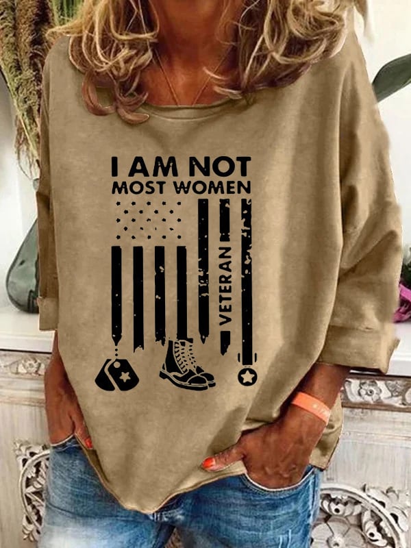 Women's I'M Not Most Women Veteran Print Casual Long Sleeve Sweatshirt