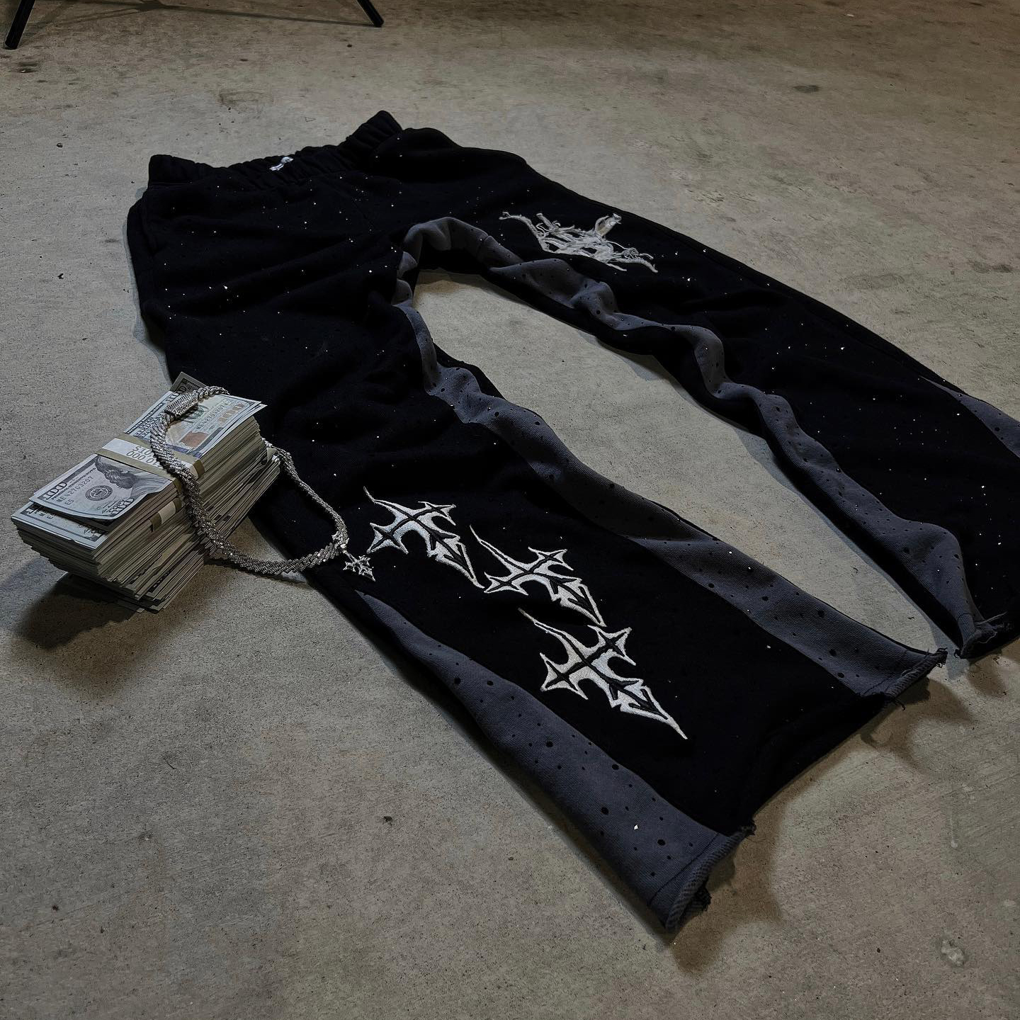 Cross casual street stitching sweat pants