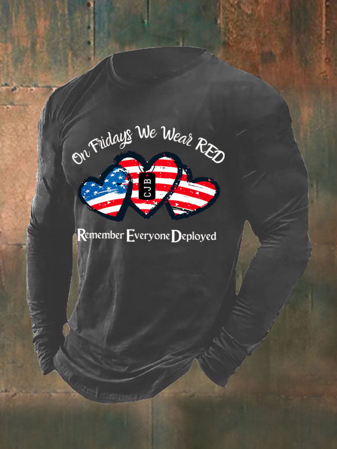 Men's On Fridays We Wear Red Printed T-Shirt