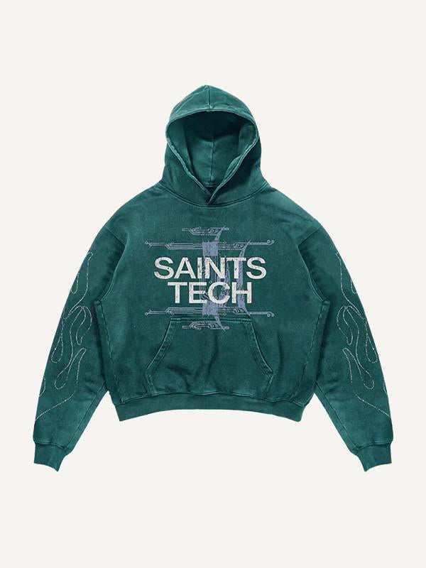 Skull&Cross&Letter Faux Rhinestones Print Slant Pockets Hoodie